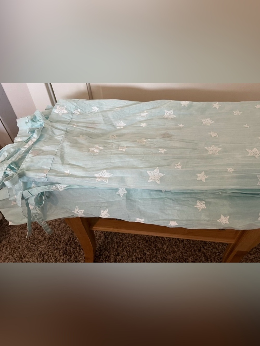 Cost Plus World Market Light Blue Star-Print Sheer Curtain Panel